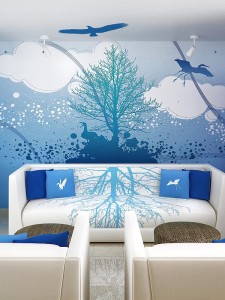 Wall-Mural-Interior-Blue-Sky-and-Cloud-Theme-Decoration-by-Jorge-Aguilar