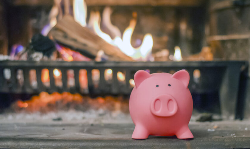 Savings,Concept.,Piggy,Bank,With,Fireplace.,Energy,Saving,Concept.,Pink