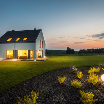 Photo,Of,Modern,House,With,Outdoor,Lighting,,At,Night,,External